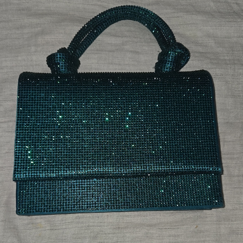 Zara Green Sequin Clutch with Wristlet